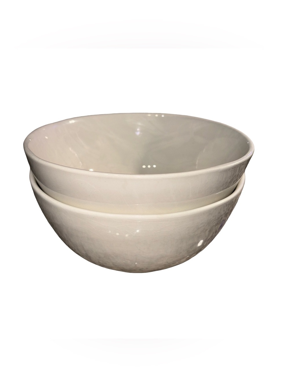 Maioliche Jessica Off-White Glazed Ceramic Bowls Set of 2 Made in Italy